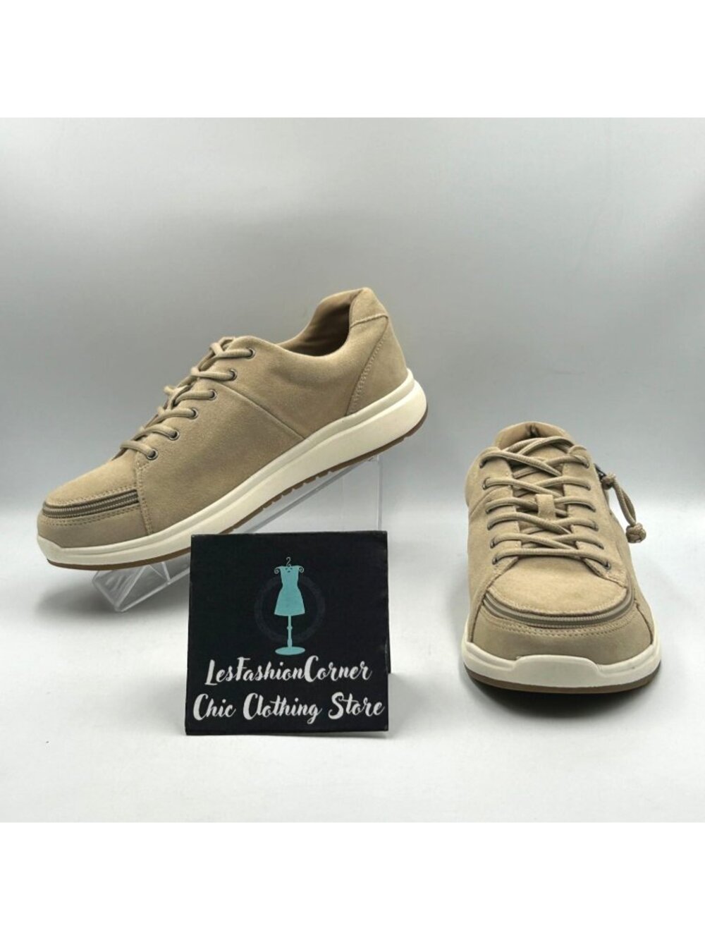 NWOB Billy Women's Tan Suede Leather Comfort Low Zip-Around Sneakers Size 9 3803